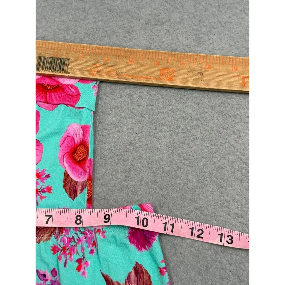 Posh Peanut Girls Pajama Leggings 10Y-12Y Turquoise Pink Hibiscus Pj Bottoms